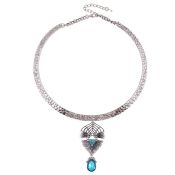 China factory direct sale metal petal drop glass crystal pendant necklace images