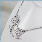 Zodiaco chino caballo collar de diamantes de imitación para regalos de cumpleaños images