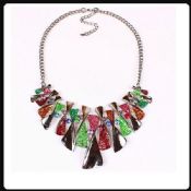 Colorful Enamel Bow Rhinestone Bib Graduated Lavaliere Chain Necklace images