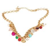 Fashion colorful design bead golden chian trendy female necklace images