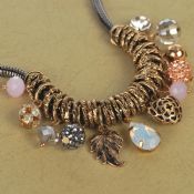 Fashion golden metal ring colored diamond bead necklace images