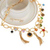 Мода люкс Золотая цепь цветных алмазов женщина ожерелье images