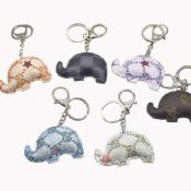 Genuine leather car keychain wholesale elephants handmade leather keychain images