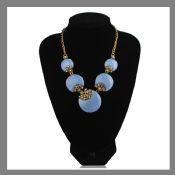 gold plated chain resin pendant round necklace images