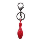 Lucky red bowling pin rhinestone crystal keychain images