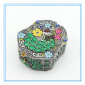 Caja de joyería de metal colorido pavo real diseño mármol joyería caja fabricante chino images