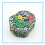 Metall bunte Pfau Entwurf Marmor Schmuck Box chinesische Hersteller Schmuck-box images