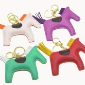 Multi color Leather Horse keychain Custom leather keychain images