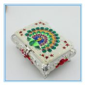 Caixa de joias de metal de cloisonne design esmalte pavão com inlay images