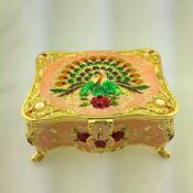 Peacock Handmade Enamel Metal Jewelries Storage Box images