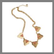 Triangle gemstone necklace gold plated chain pendant images