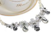 White flower design long chain necklace images
