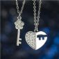 Key heart pendant Chain necklace,pendant necklace with floating locket for girl small picture