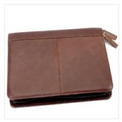 Multifunctional A4 Zippered Brown Leather Portfolio images