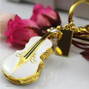 violin shape 8gb metal usb drives with keychain images