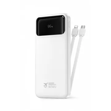 10000mAh Power Bank with Built-in Dual Cables