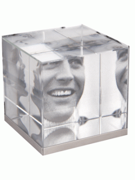 Crystal/Iron Cube Paperweight Picture Frame