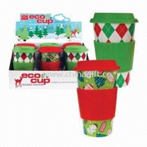 Porcelain Double Wall Mugs with Silicone Lid and 12oz Capacity