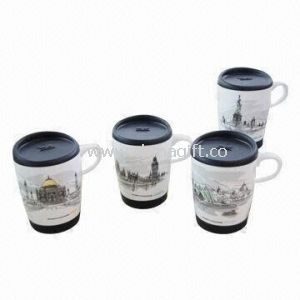 Porcelain Single Layer Mug with Silicone Lid and Bottom