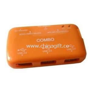 USB Card Reader with 3-Port USB HUB