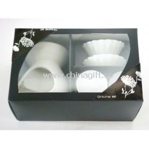 Černá / bílá Aroma keramické esenciální olej hořák s voskem koláč Set