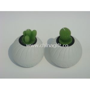 White Cactus Shape Wood Tea Light Candle Holders