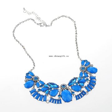 2016 fashion jewelry blue crystal silver necklace designs for women
