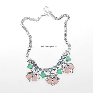 2016 wholesale fashion jewelry crystal gold chain silver statement necklace
