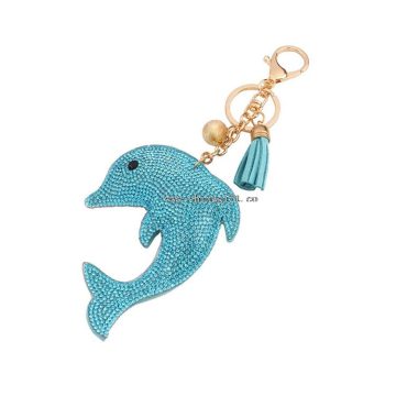 Fancy key rings leather keychain dolphin shape custom key ring