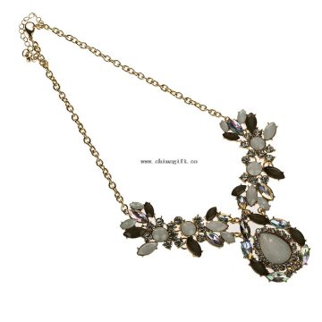 Flower Bib Choker Pendant Statement Chunky Necklace Gold Plated