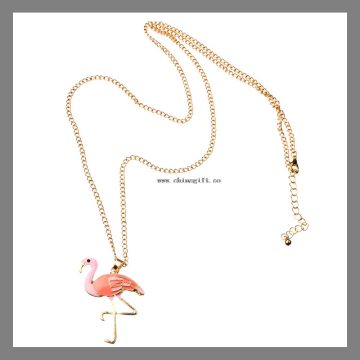 Gold plated chain necklace crane animal pendant