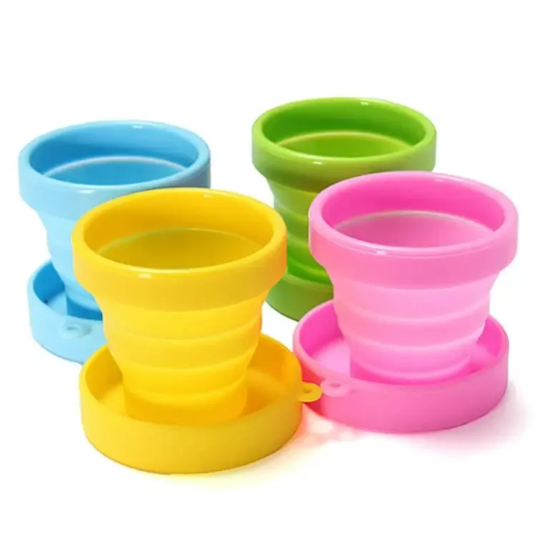 Folding Silicone Camping Cup with Lid