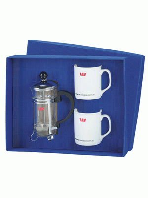Plunger & Mugs Set Blue Wave