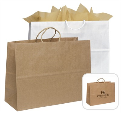 Striped Kraft Paper Bag
