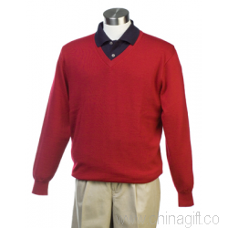 Mens 100% Wool V-Neck Pullover