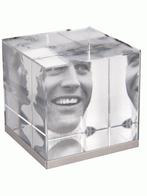 Crystal/Iron Cube Paperweight Picture Frame
