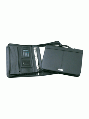 Essex Leather 3 Ring Zippered Compendium with Handle