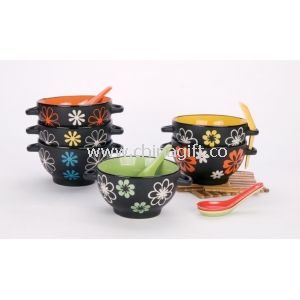 Ceramic color bowl with lid
