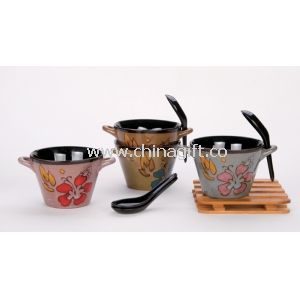 Soup bowl rice bowl noodle bowl with spoon