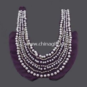Purple Applique Fabric Bead Collar