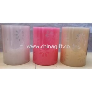 Engraved Flower Led Pillar Candles