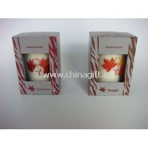 Glass candle jar with Maple leaves printing