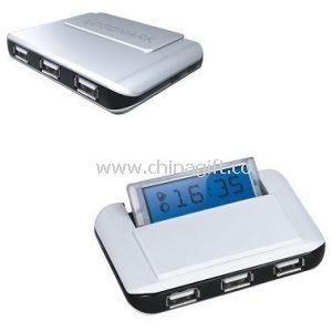 3-Port USB HUB with Clock and Blue LED Light
