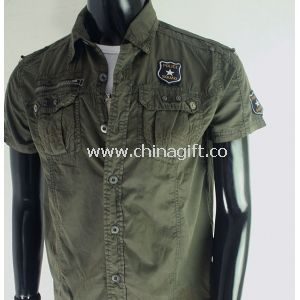 Casual Army Green Mens Cargo Shirt