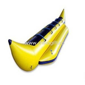 Yellow PVC Inflatable Banana Boat With 2 Oars