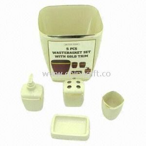5-piece Bathroom Set with Gold Border