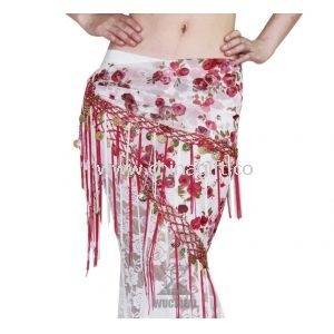 Belly Dance chiffon Hip Scarves Rose Printing