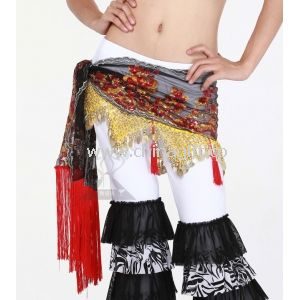Delicated Embroidered Belly Dance Hip Scarves With Flowers In Practice