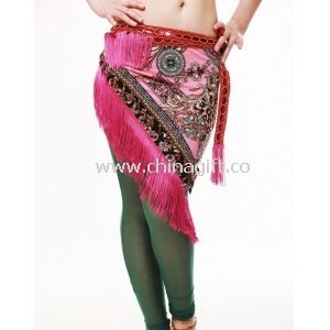 National Style Red Belly Dance Hip Scarves For Women With Tassel