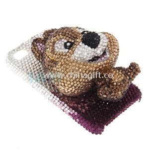 Brown 3D cute bear diamond custom apple iphone 4 hard case